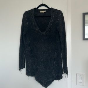Urban Outfitters Black frayed-edge long sleeve shirt